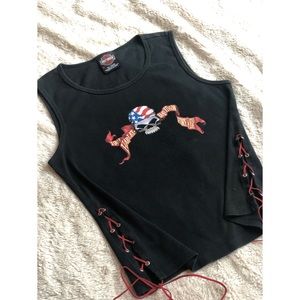 AMAZING Lace up side Harley Davidson tank
